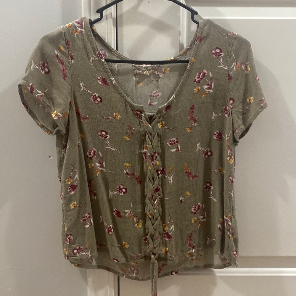 Pink Republic Green Flower Top Size XS